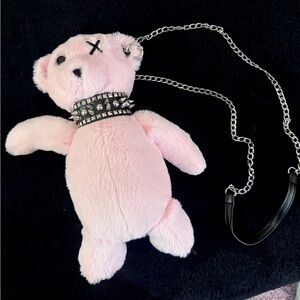 Dolls Kill pink spiked bear plush purse